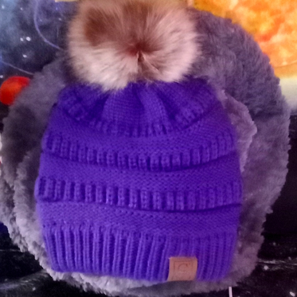 Self E Wool purple beanie Faux-Fur